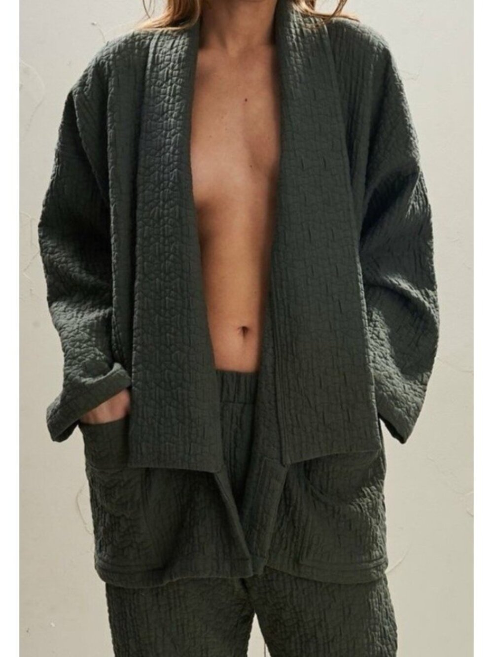 The Great Eros Anya Kimono Open Jacket BLUE Lagenlook Boho Romantic Loungewear